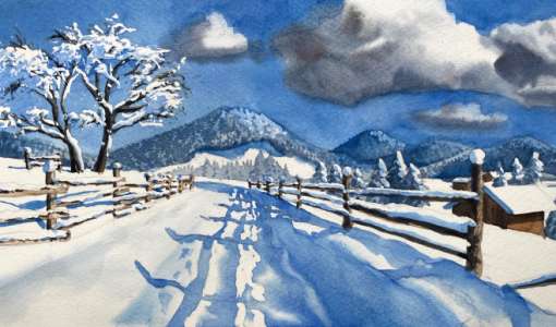 After Work: Winter im Landschaftsaquarell