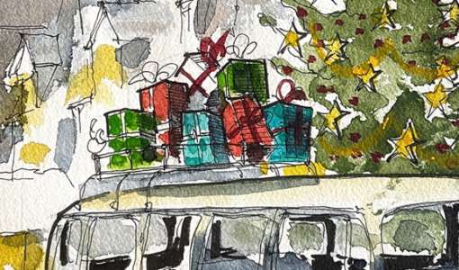 After-Work: Urbane Weihnachtsstaffage im Urban Sketching