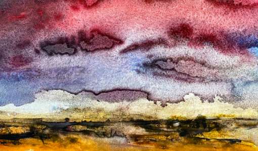 After Work: Aquarell-Wolken mit Gummi Arabikum